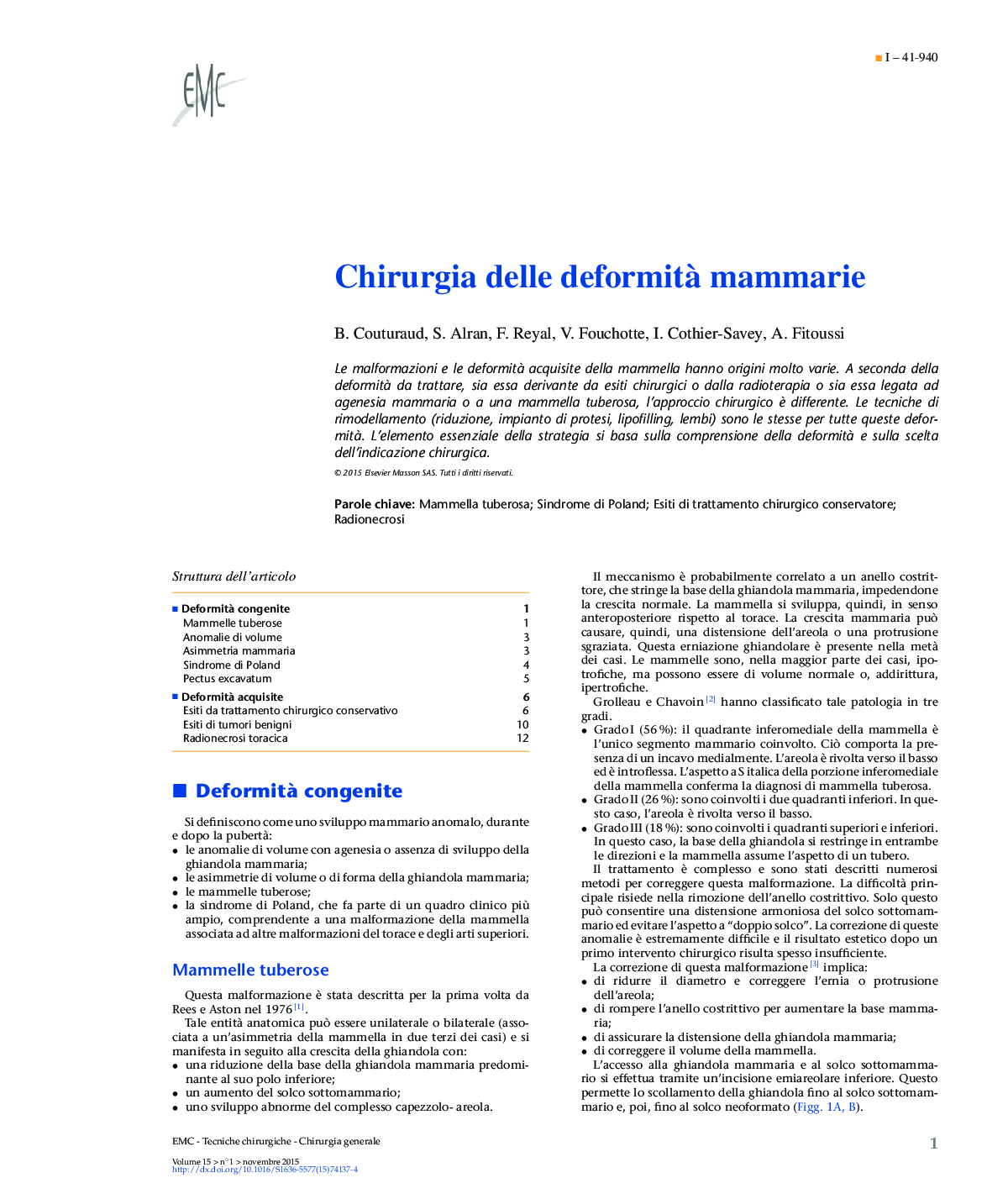 Chirurgia delle deformitÃ  mammarie