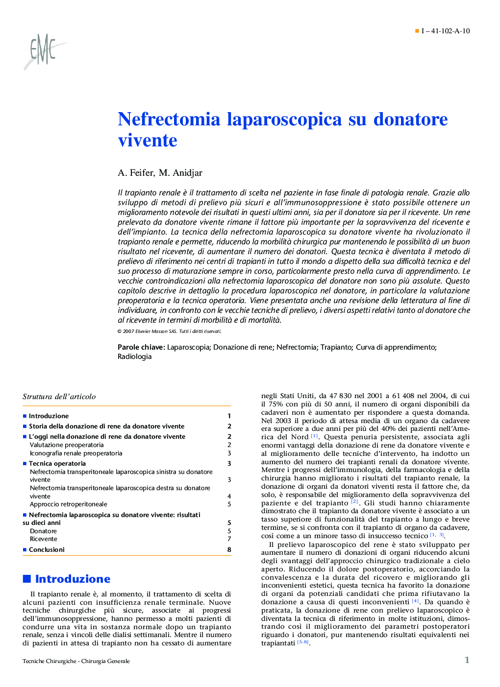 Nefrectomia laparoscopica su donatore vivente