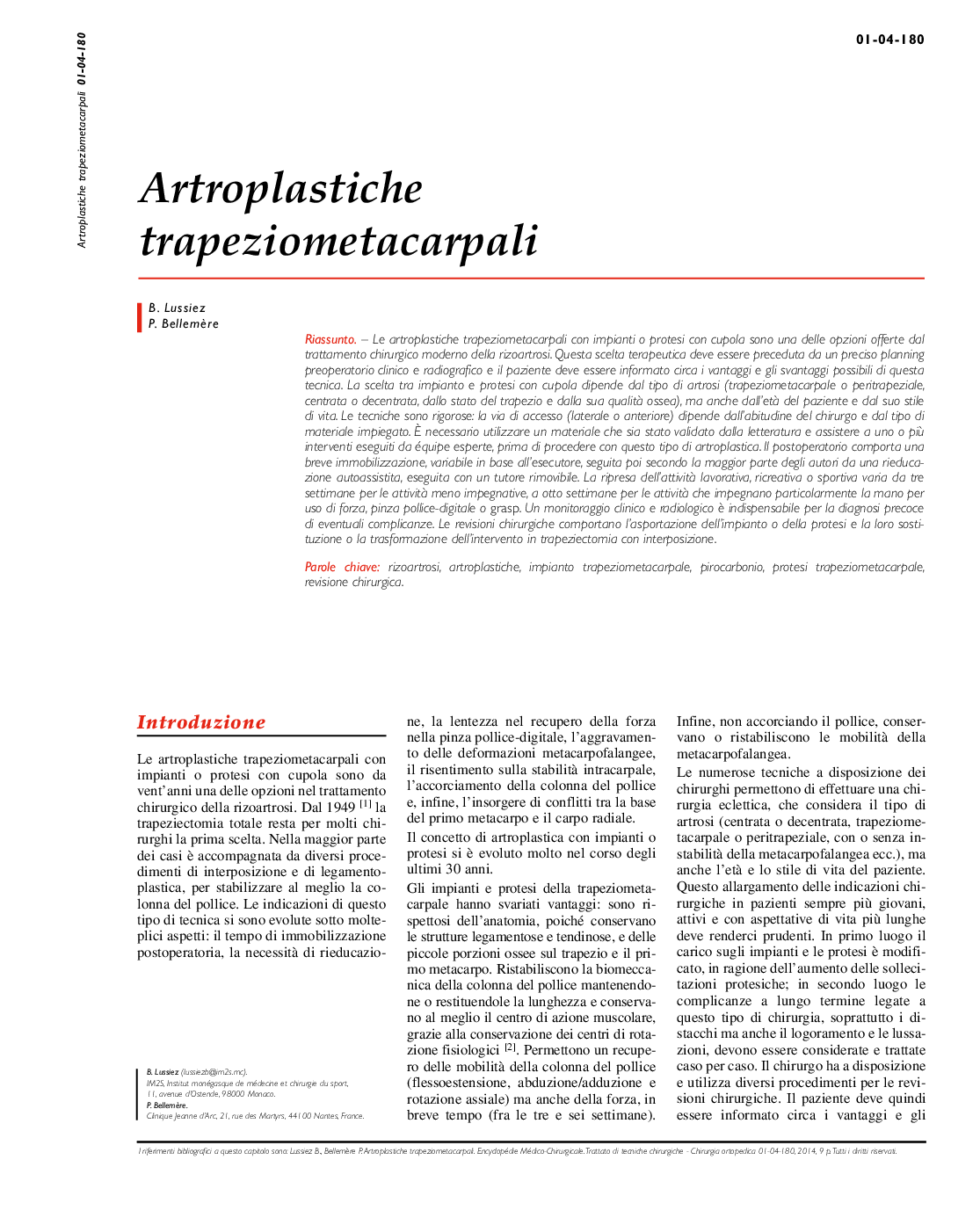 Artroplastiche trapeziometacarpali