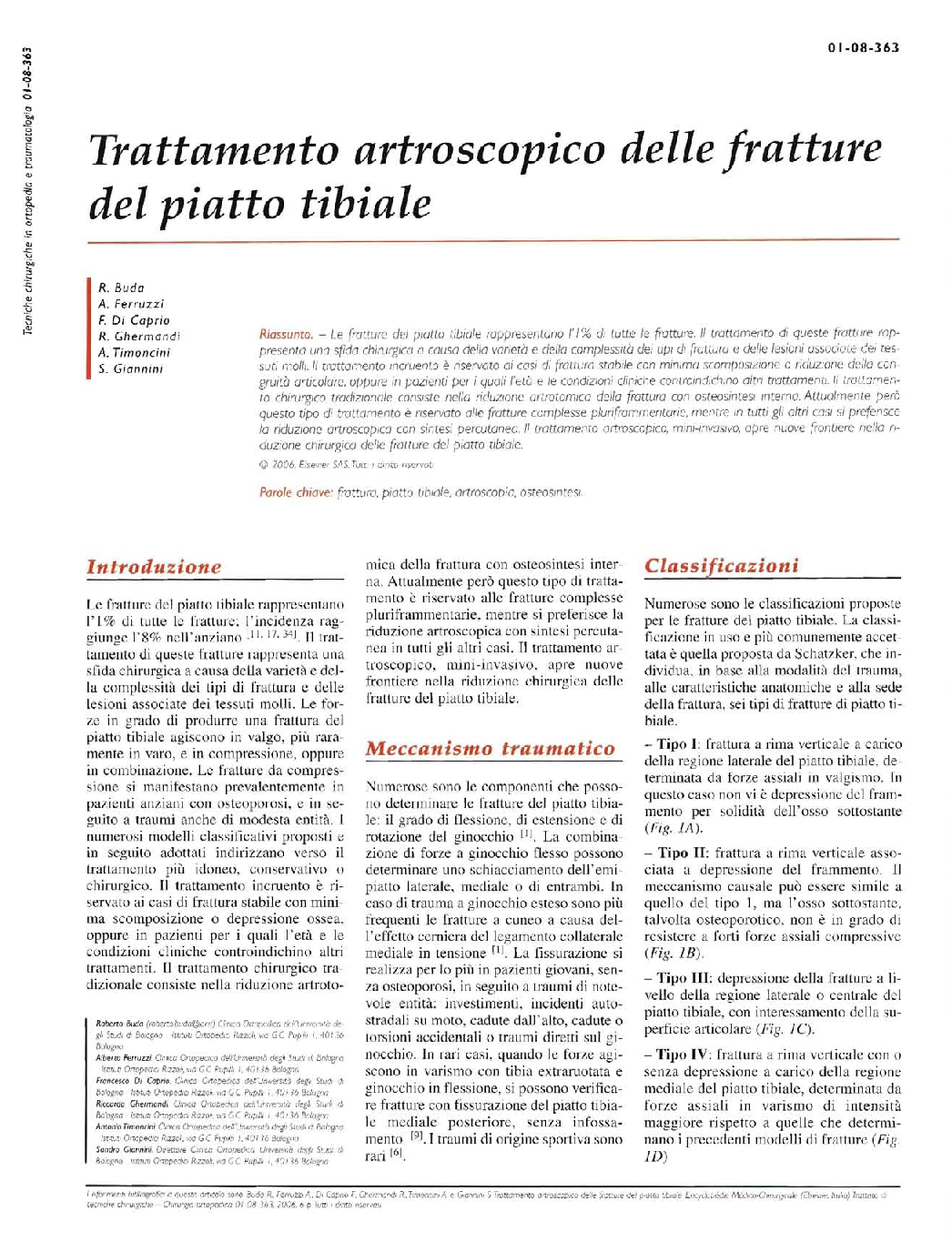 Trattamento artroscopico delle fratture del piatto tibiale