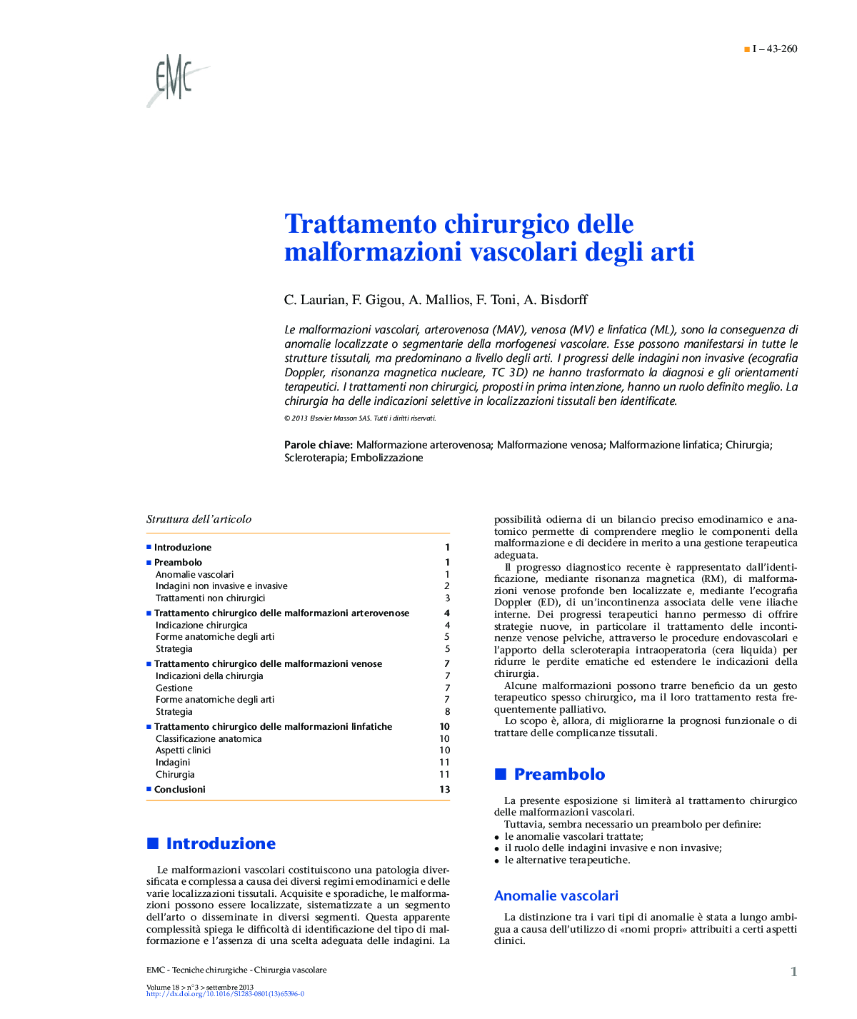 Trattamento chirurgico delle malformazioni vascolari degli arti