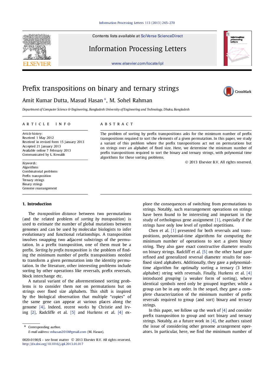 Prefix transpositions on binary and ternary strings