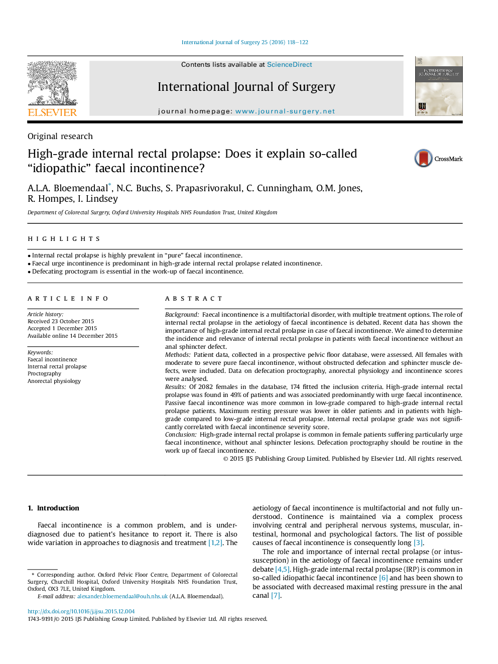 High-grade internal rectal prolapse: Does it explain so-called “idiopathic” faecal incontinence?