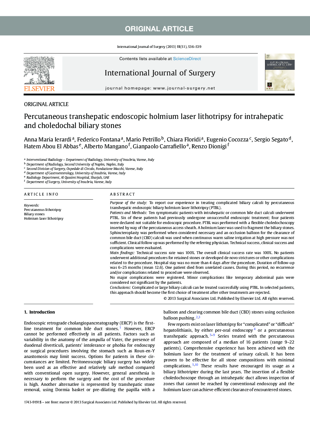 Percutaneous transhepatic endoscopic holmium laser lithotripsy for intrahepatic and choledochal biliary stones