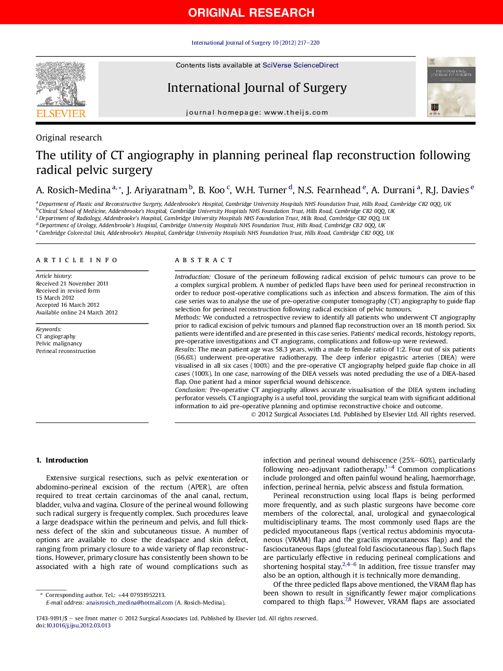 The utility of CT angiography in planning perineal flap reconstruction following radical pelvic surgery