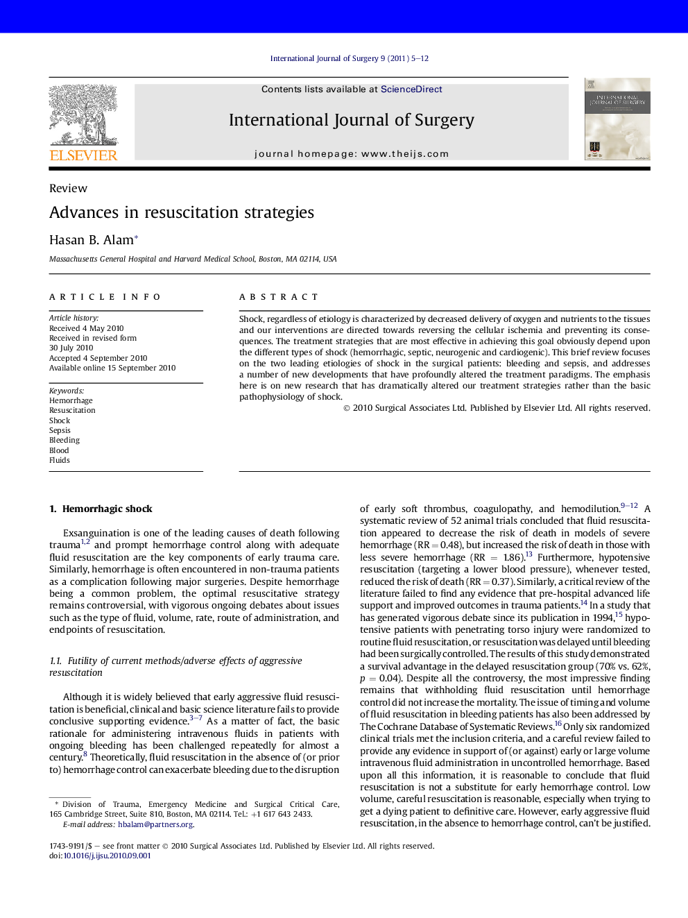 Advances in resuscitation strategies