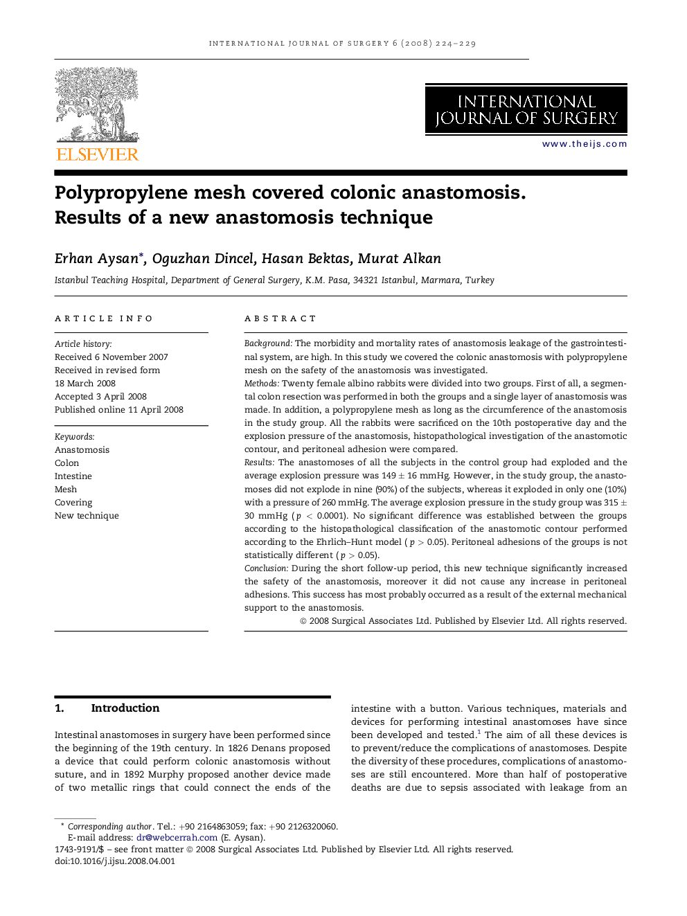 Polypropylene mesh covered colonic anastomosis. Results of a new anastomosis technique