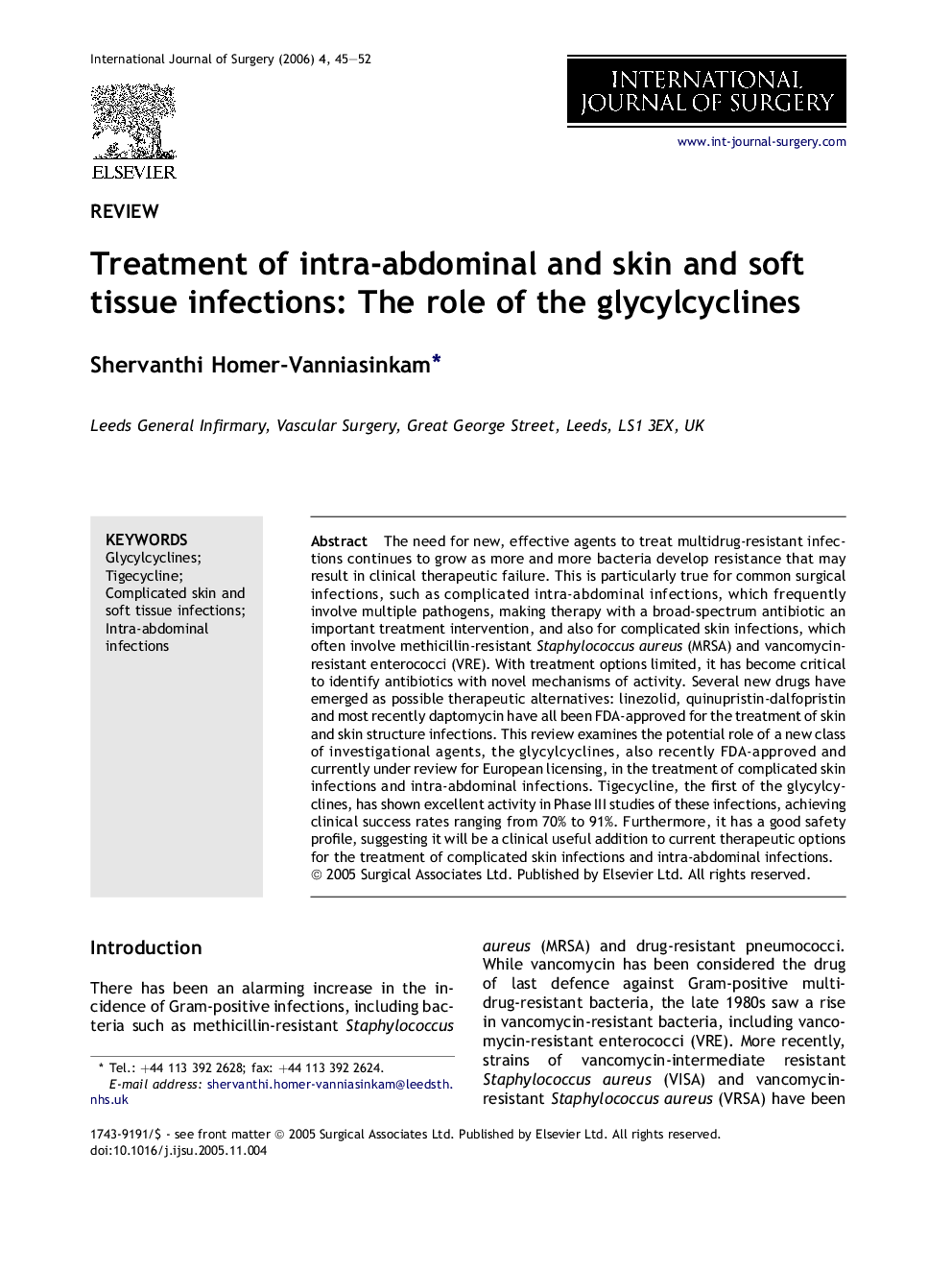 Treatment of intra-abdominal and skin and soft tissue infections: The role of the glycylcyclines