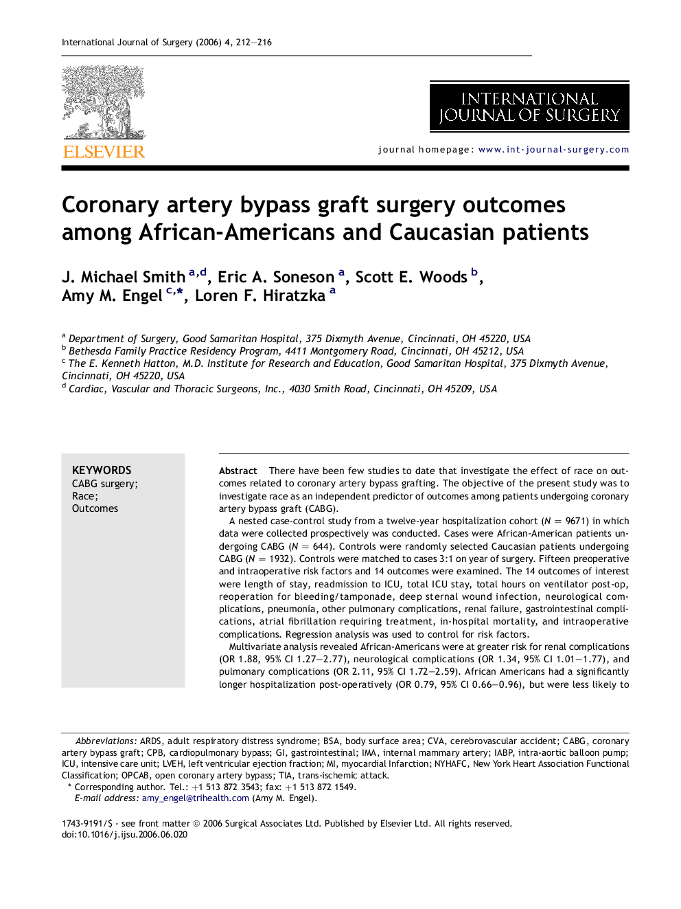 Coronary artery bypass graft surgery outcomes among African-Americans and Caucasian patients