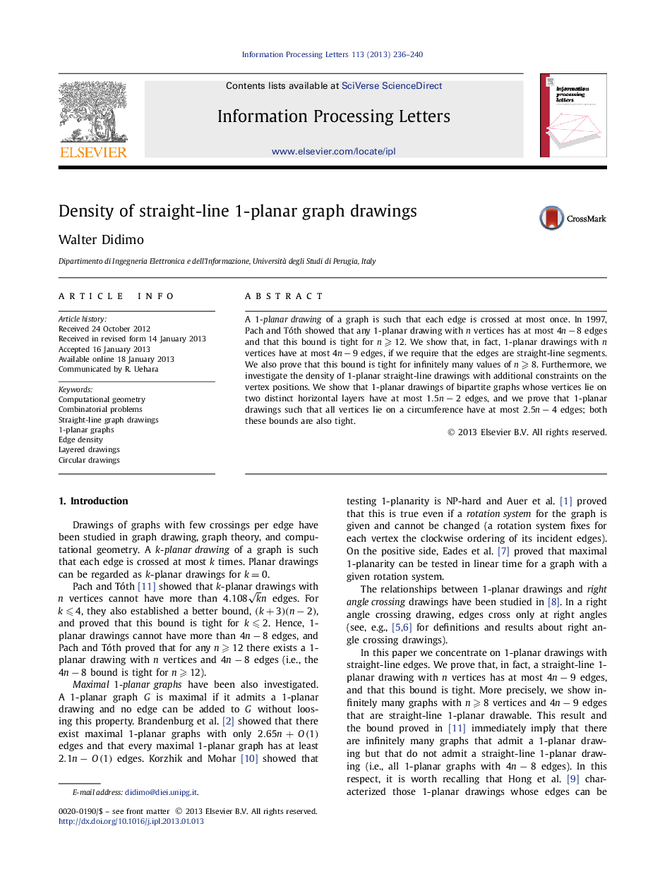 Density of straight-line 1-planar graph drawings