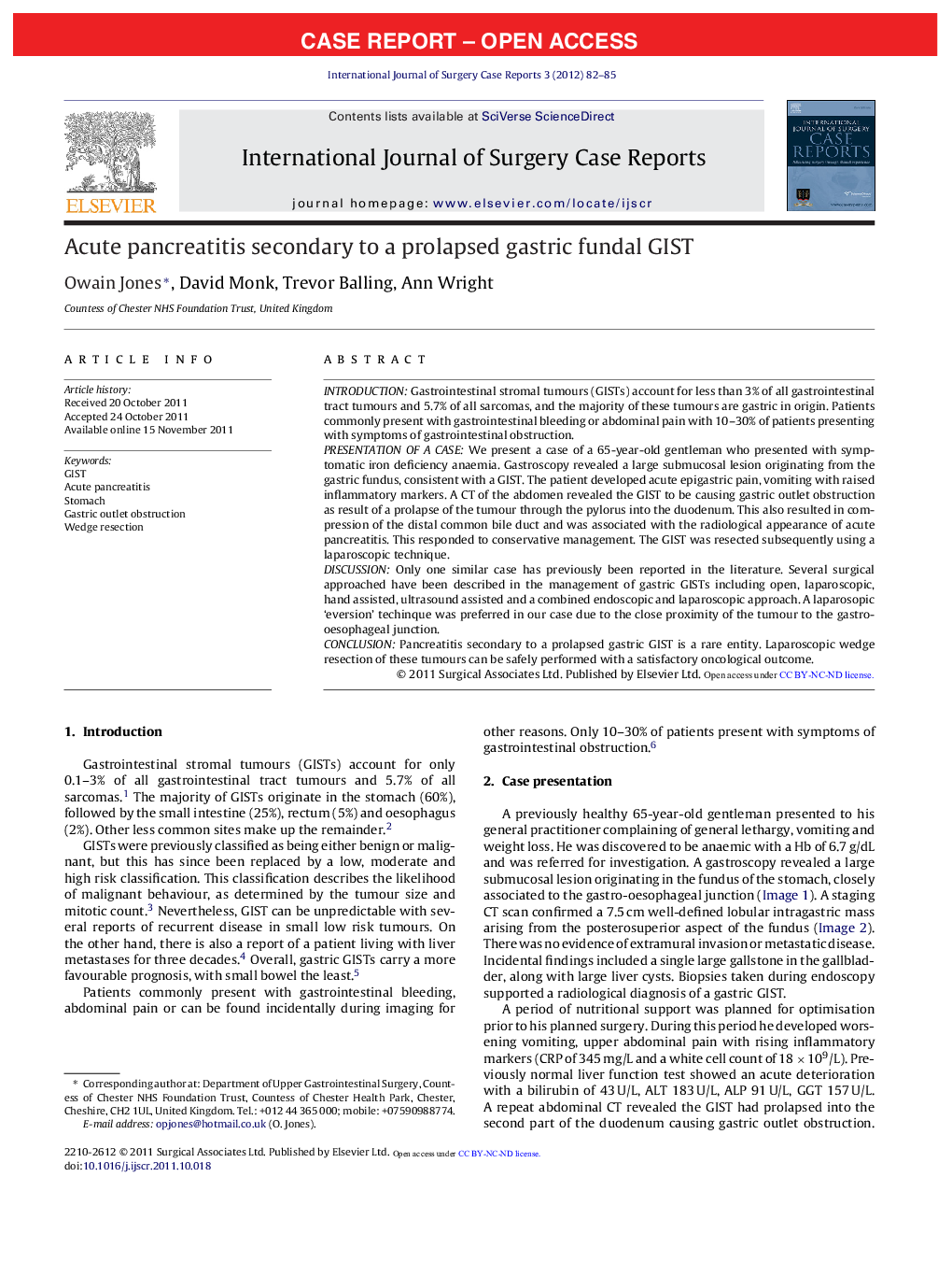 Acute pancreatitis secondary to a prolapsed gastric fundal GIST