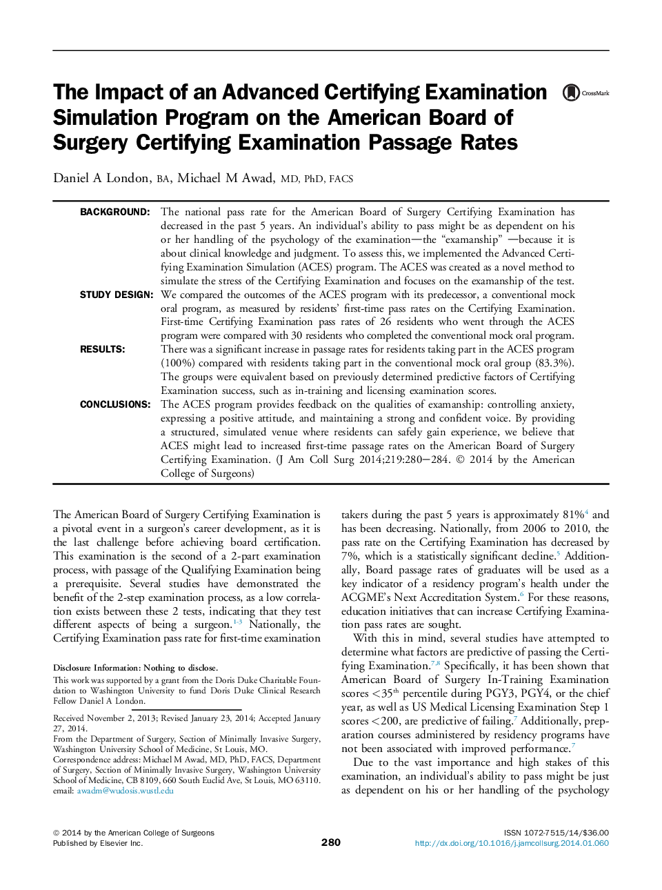 The Impact of an Advanced Certifying Examination Simulation Program on the American Board of Surgery Certifying Examination Passage Rates 