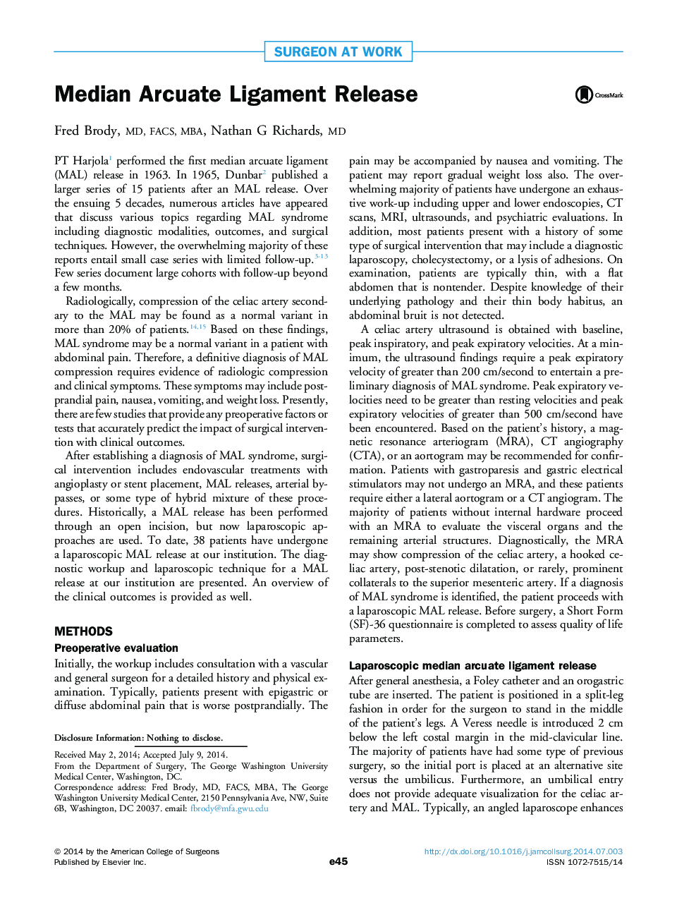 Median Arcuate Ligament Release
