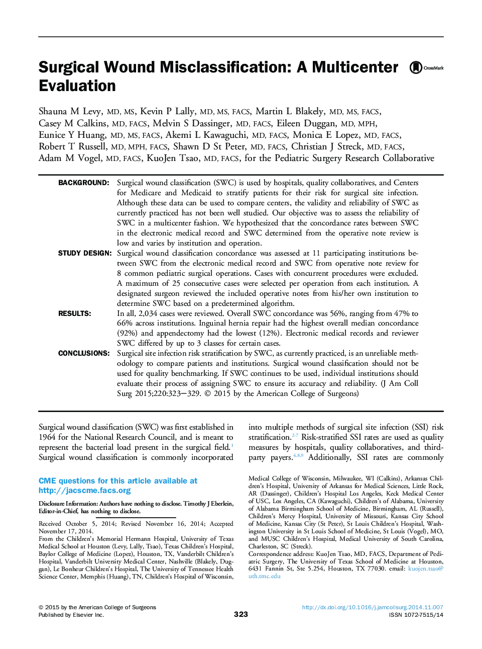 Surgical Wound Misclassification: A Multicenter Evaluation 
