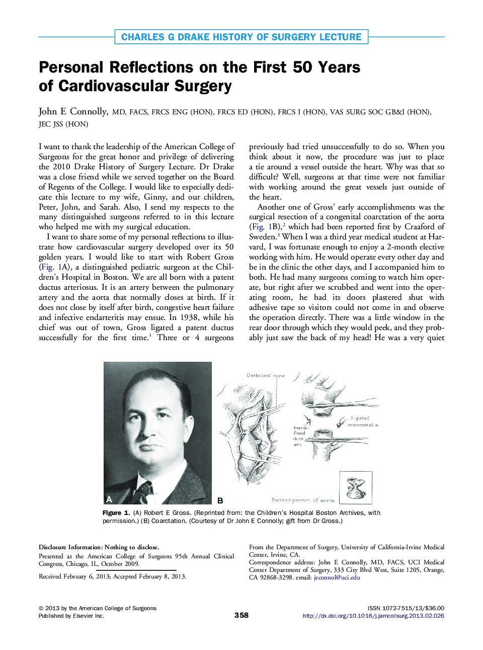 Personal Reflections on the First 50 Years ofÂ Cardiovascular Surgery