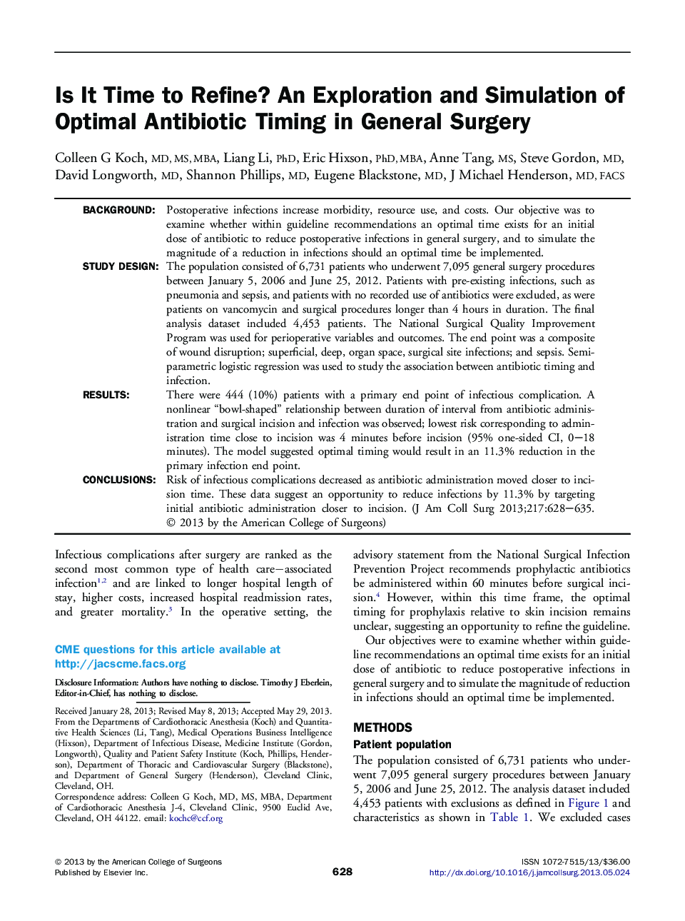 Is It Time to Refine? An Exploration and Simulation of Optimal Antibiotic Timing in General Surgery 