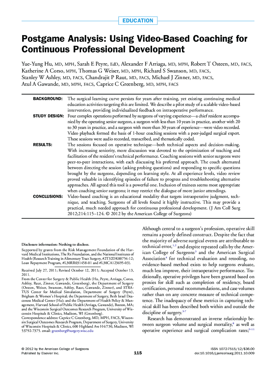 Postgame Analysis: Using Video-Based Coaching for Continuous Professional Development 