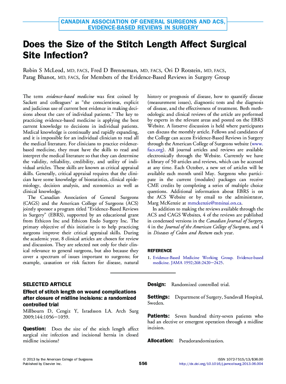 Does the Size of the Stitch Length Affect Surgical Site Infection?