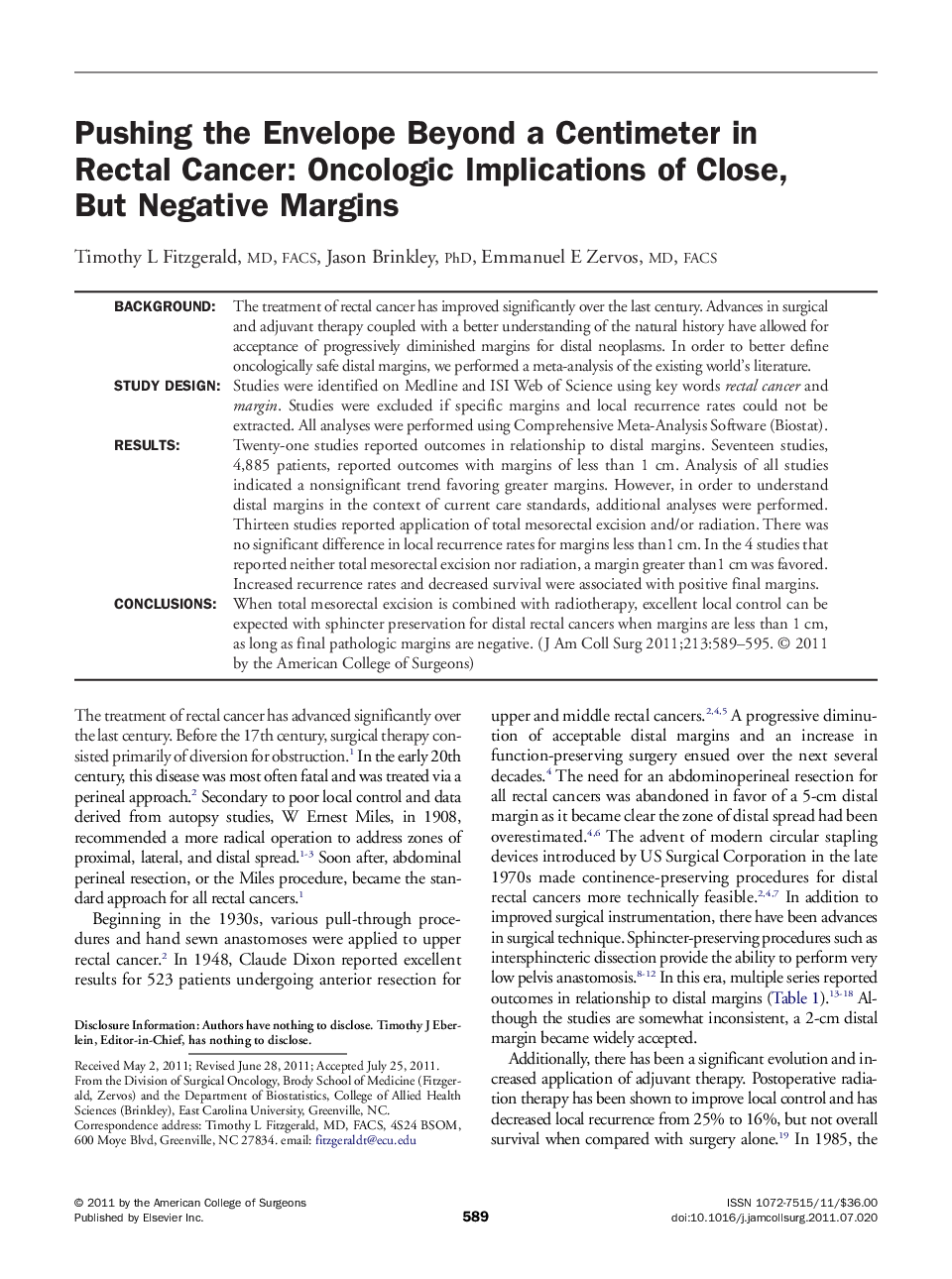 Pushing the Envelope Beyond a Centimeter in Rectal Cancer: Oncologic Implications of Close, But Negative Margins 