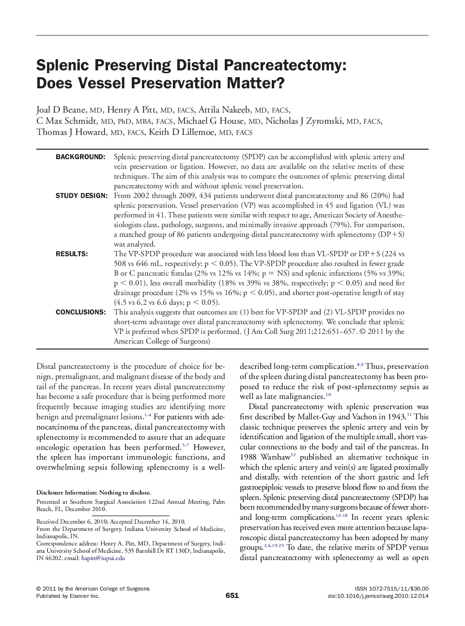 عکس صفحه اول مقاله: Splenic Preserving Distal Pancreatectomy: Does Vessel Preservation Matter? Splenic Preserving Distal Pancreatectomy: Does Vessel Preservation Matter?
