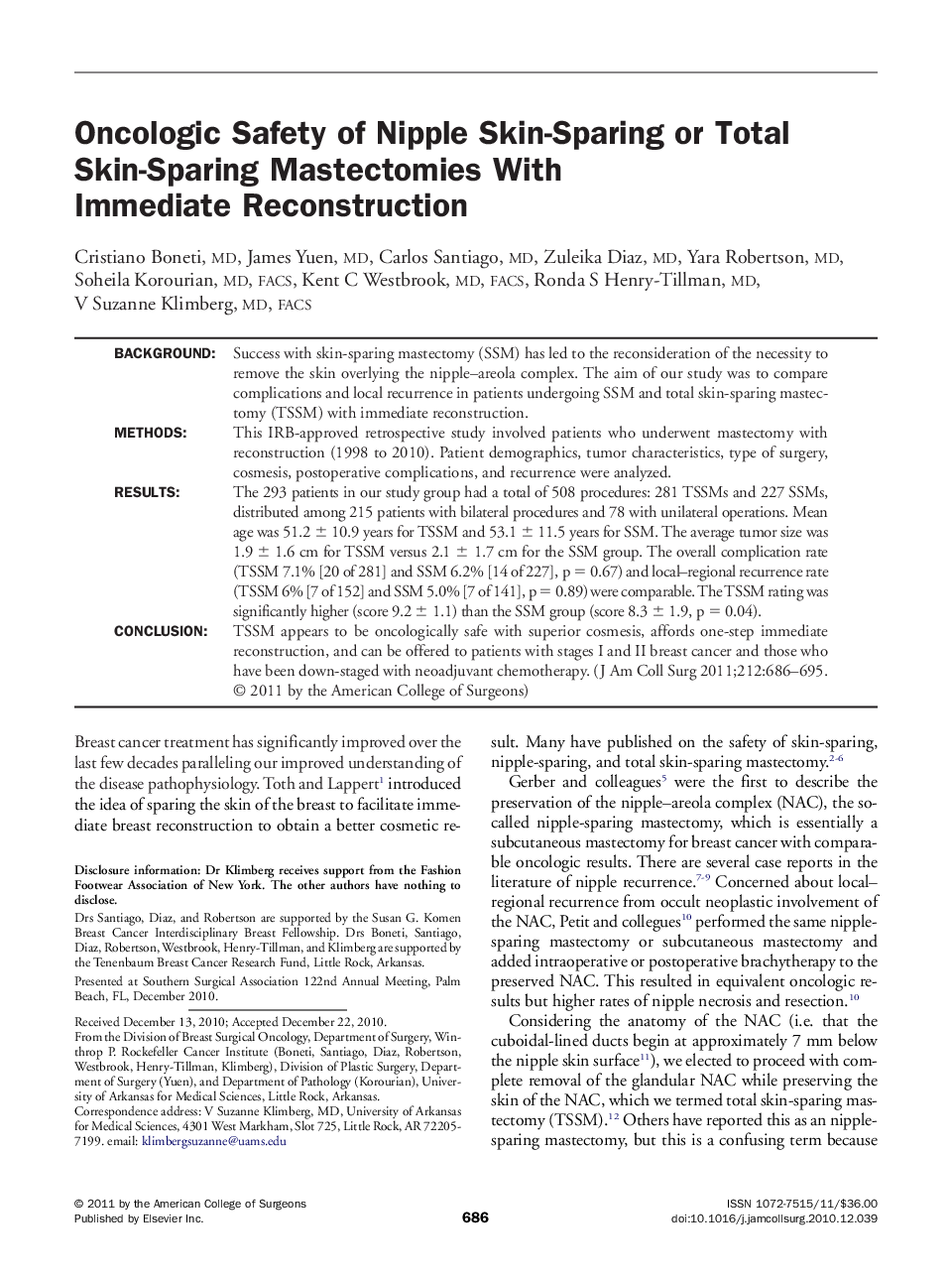 Oncologic Safety of Nipple Skin-Sparing or Total Skin-Sparing Mastectomies With Immediate Reconstruction 