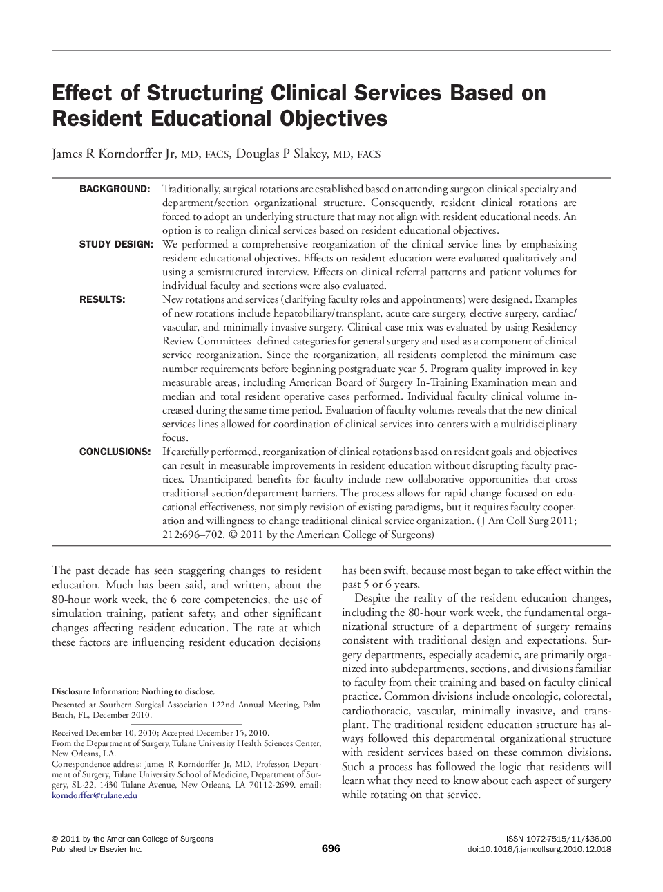 عکس صفحه اول مقاله: Effect of Structuring Clinical Services Based on Resident Educational Objectives Effect of Structuring Clinical Services Based on Resident Educational Objectives