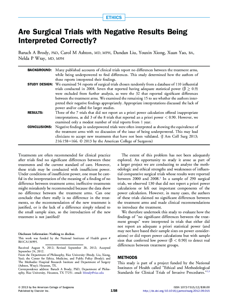 Are Surgical Trials with Negative Results Being Interpreted Correctly?