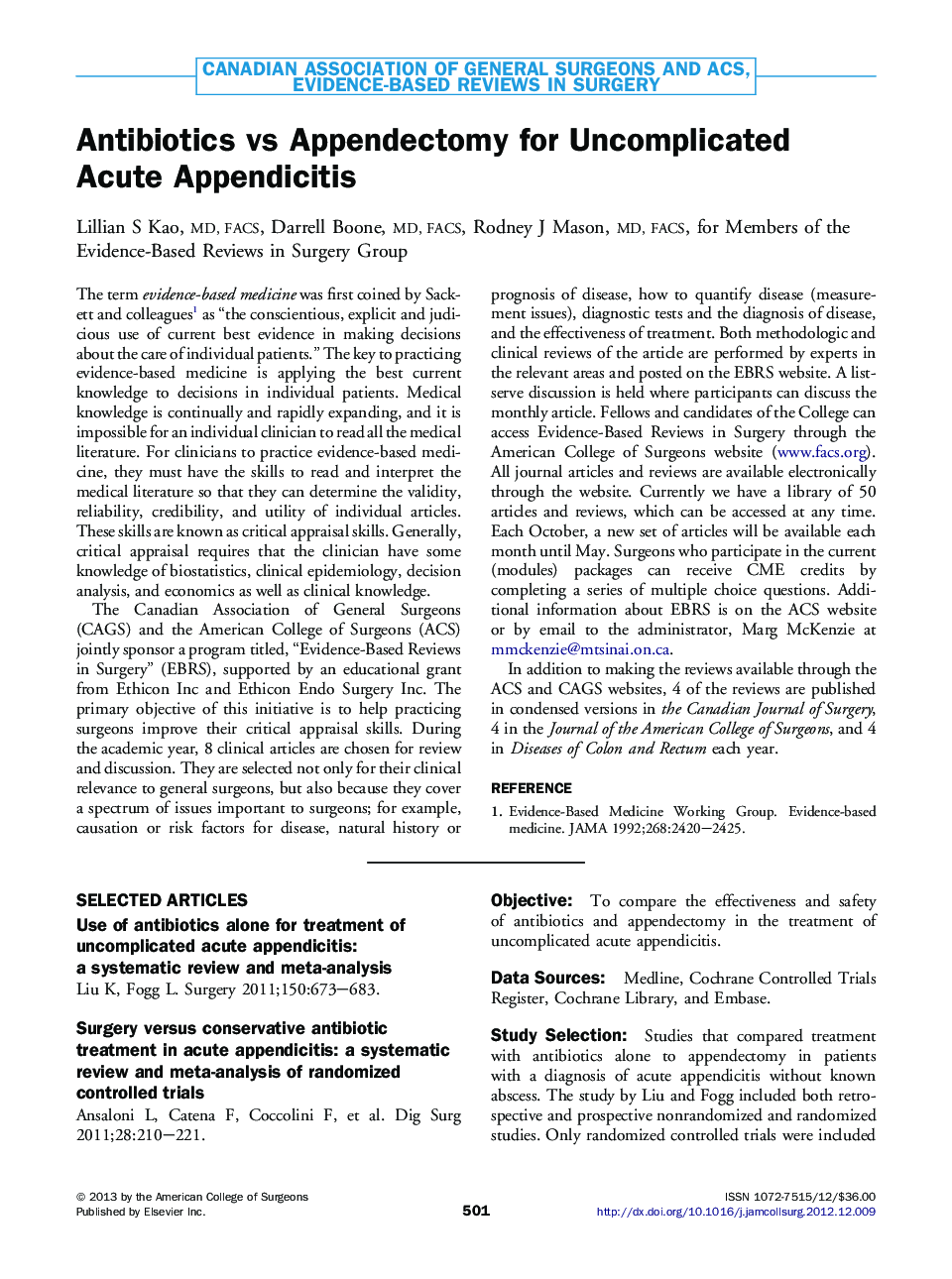Antibiotics vs Appendectomy for Uncomplicated Acute Appendicitis