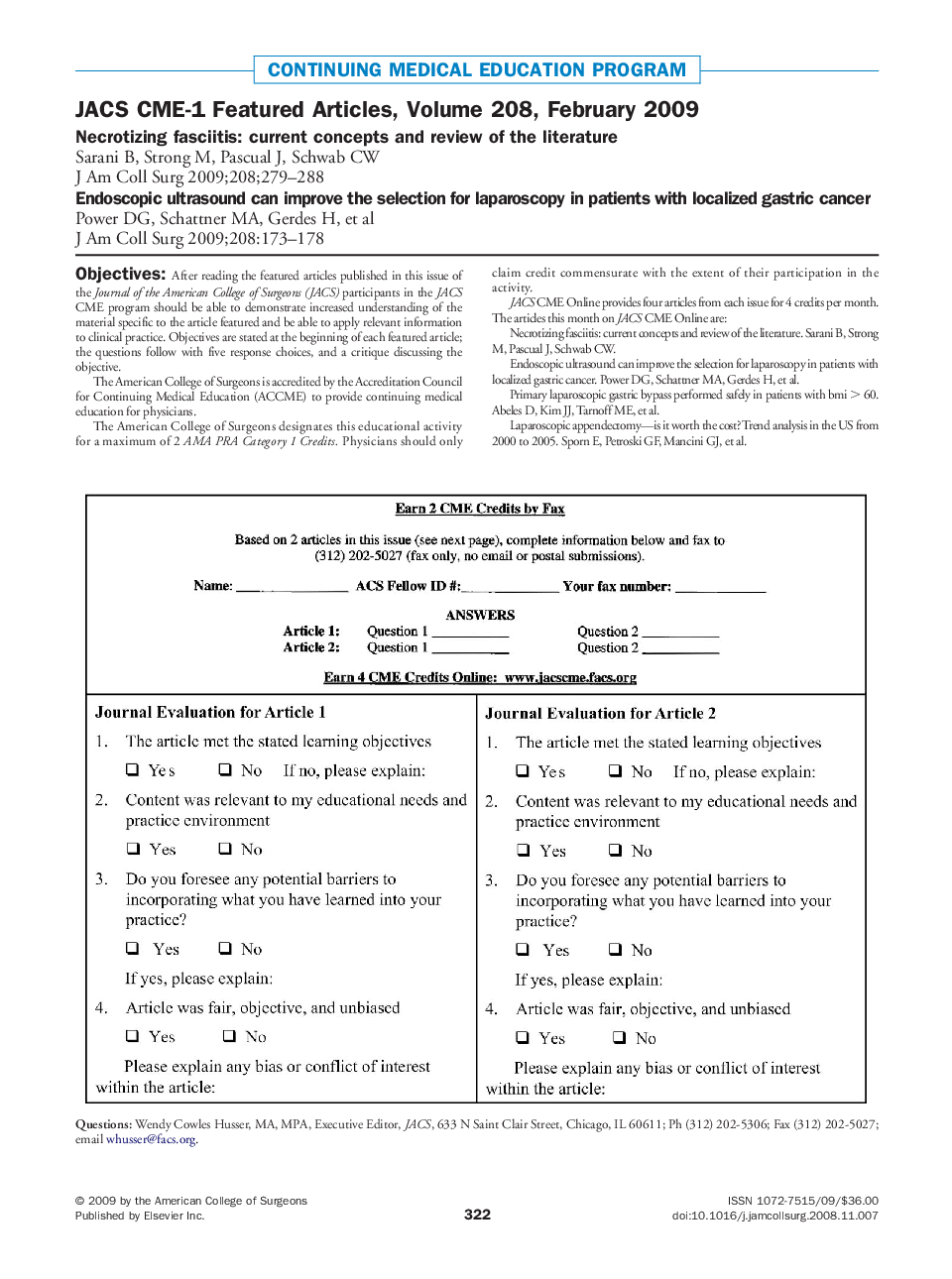JACS CME-1 Featured Articles, Volume 208, February 2009