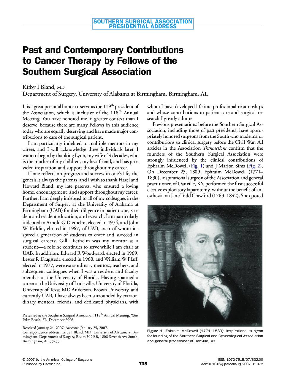 Past and Contemporary Contributions to Cancer Therapy by Fellows of the Southern Surgical Association