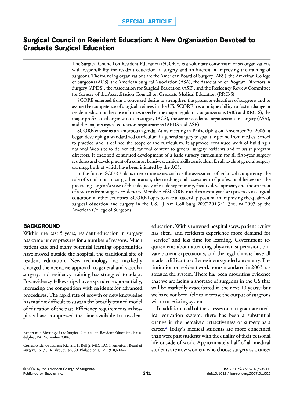 عکس صفحه اول مقاله: Surgical Council on Resident Education: A New Organization Devoted to Graduate Surgical Education Surgical Council on Resident Education: A New Organization Devoted to Graduate Surgical Education