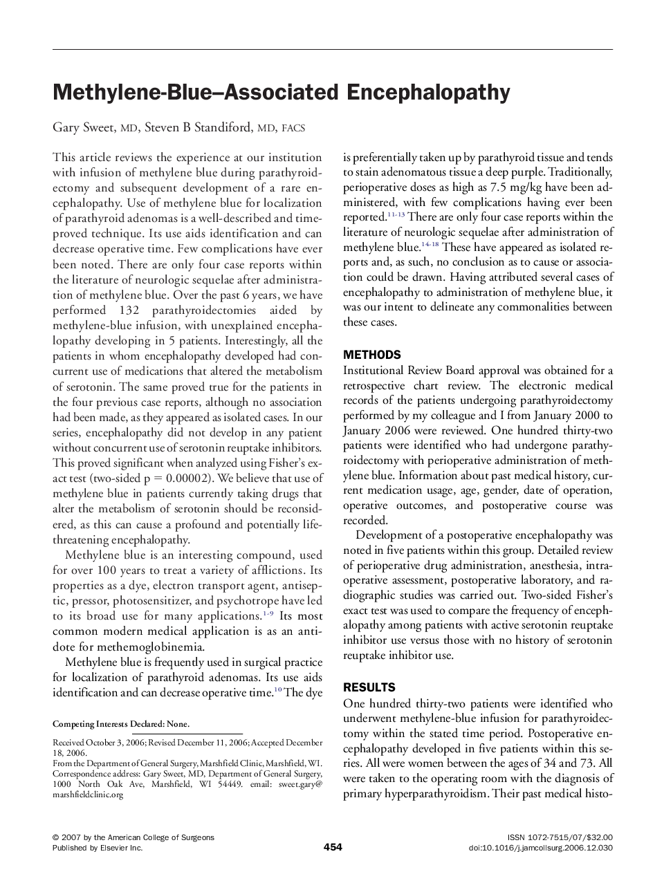 Methylene-Blue-Associated Encephalopathy