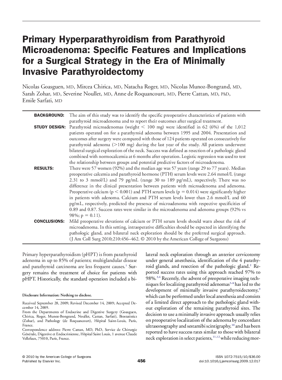 Primary Hyperparathyroidism from Parathyroid Microadenoma: Specific Features and Implications for a Surgical Strategy in the Era of Minimally Invasive Parathyroidectomy 
