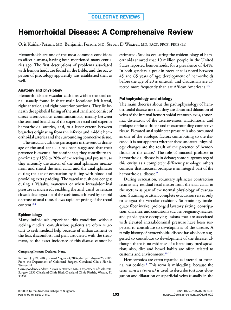 Hemorrhoidal Disease: A Comprehensive Review