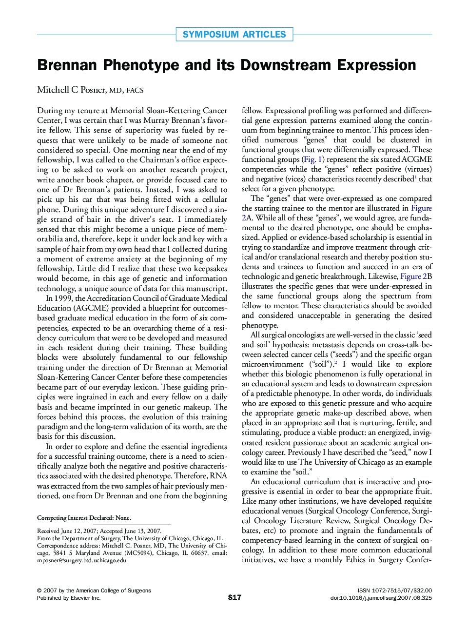 Brennan Phenotype and its Downstream Expression