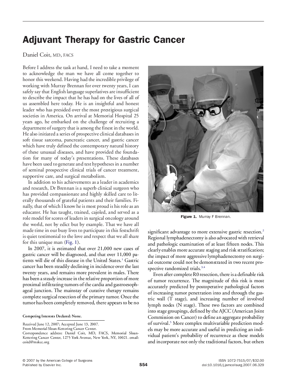 Adjuvant Therapy for Gastric Cancer