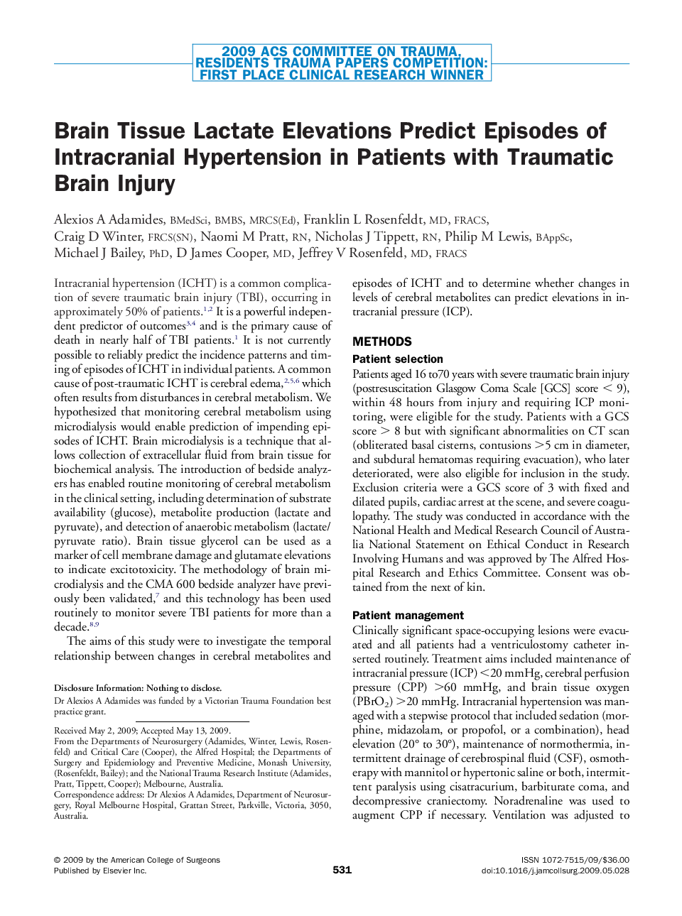 Brain Tissue Lactate Elevations Predict Episodes of Intracranial Hypertension in Patients with Traumatic Brain Injury