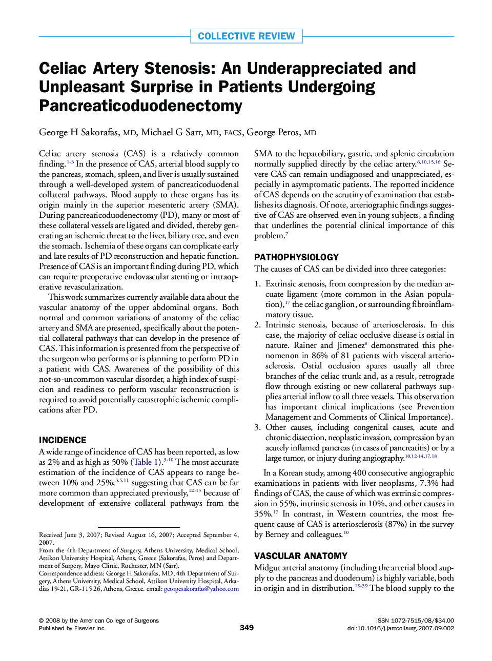 Celiac Artery Stenosis: An Underappreciated and Unpleasant Surprise in Patients Undergoing Pancreaticoduodenectomy