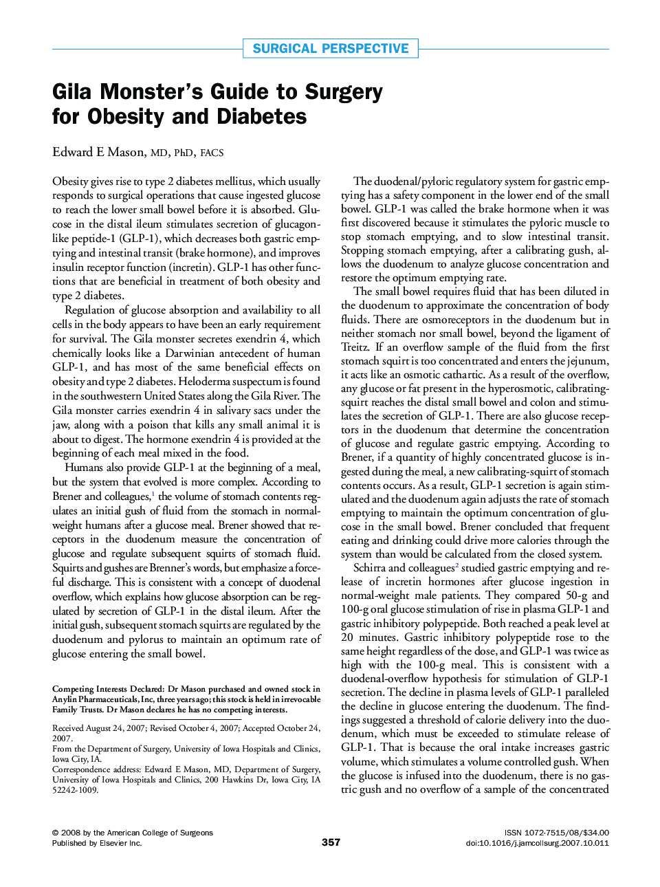 Gila Monster's Guide to Surgery for Obesity and Diabetes