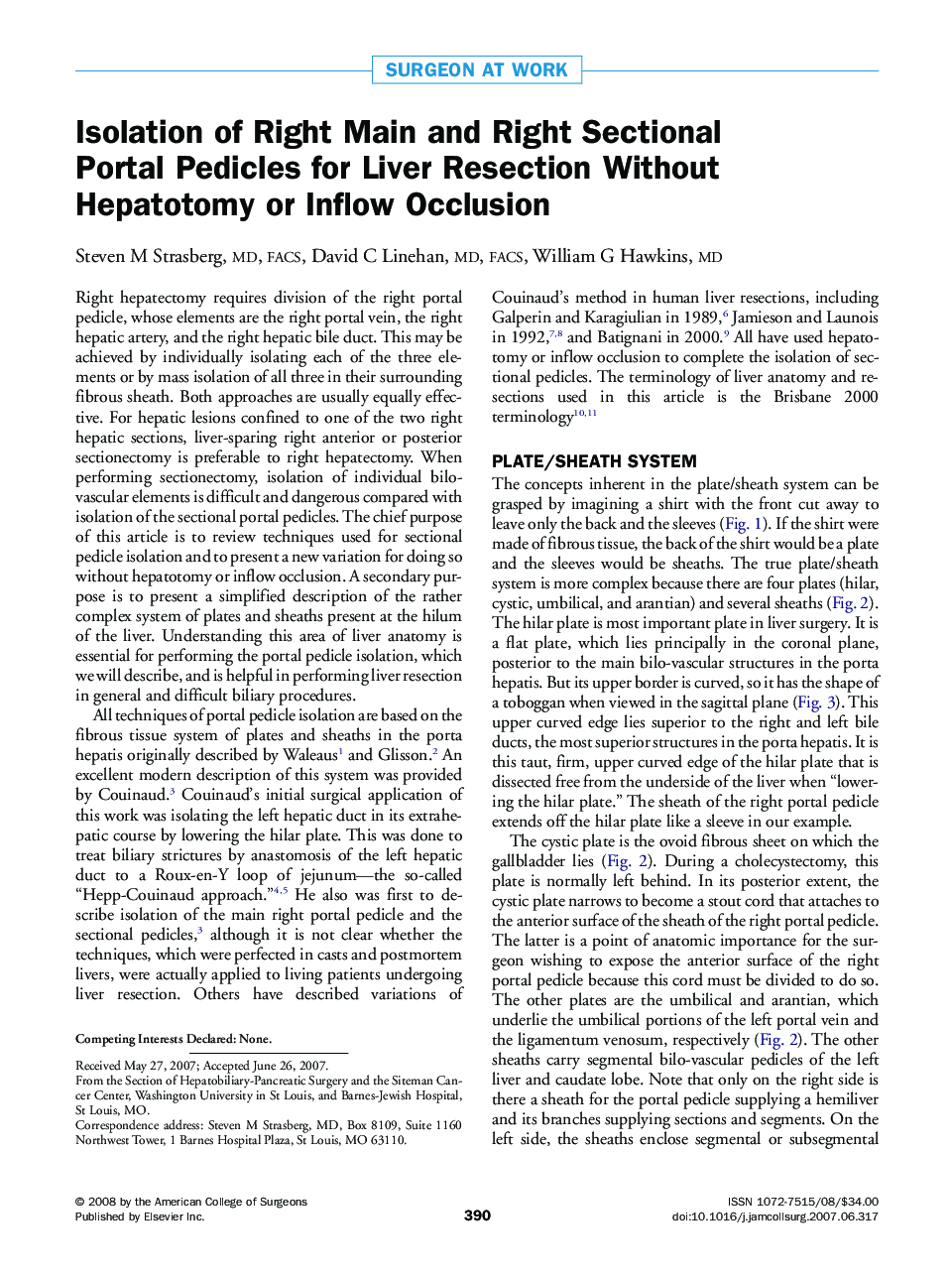 Isolation of Right Main and Right Sectional Portal Pedicles for Liver Resection Without Hepatotomy or Inflow Occlusion