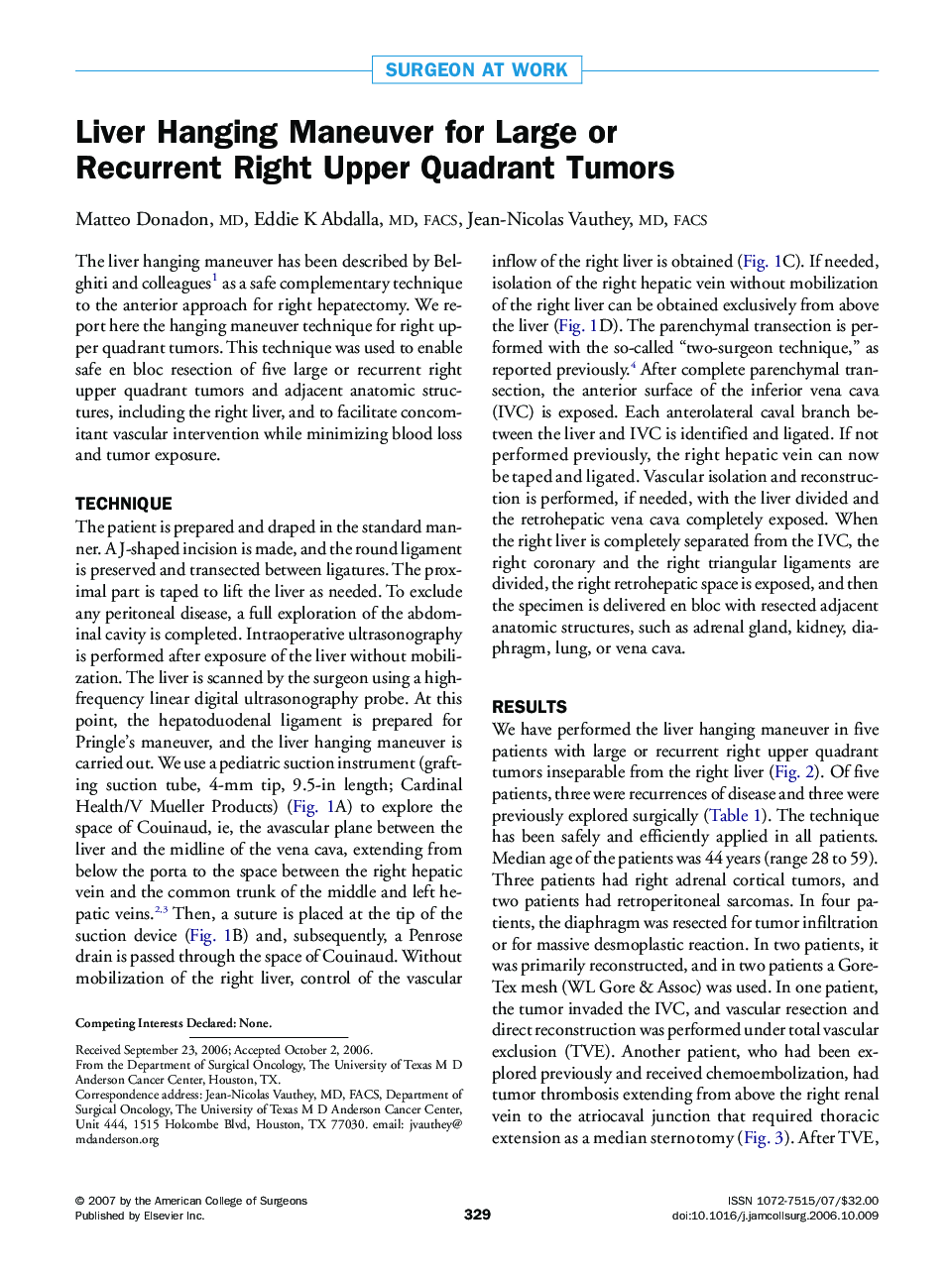 Liver Hanging Maneuver for Large or Recurrent Right Upper Quadrant Tumors