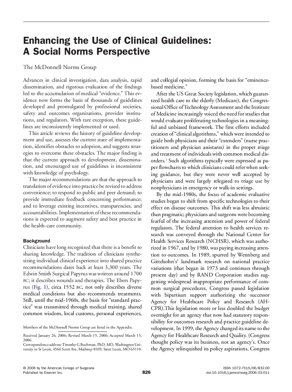 Enhancing the Use of Clinical Guidelines: A Social Norms Perspective
