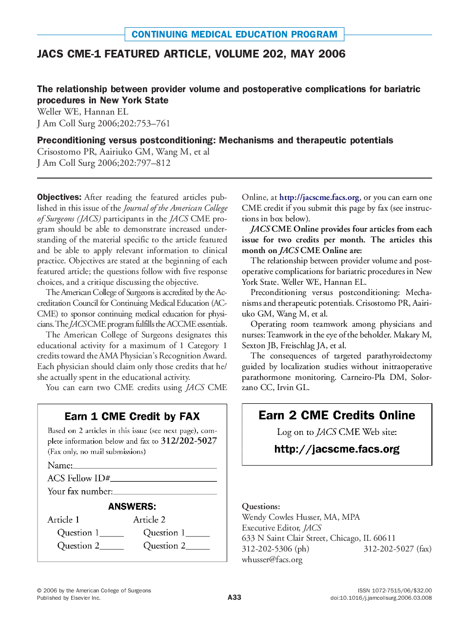 JACS CME-1 featured article, volume 202, May 2006