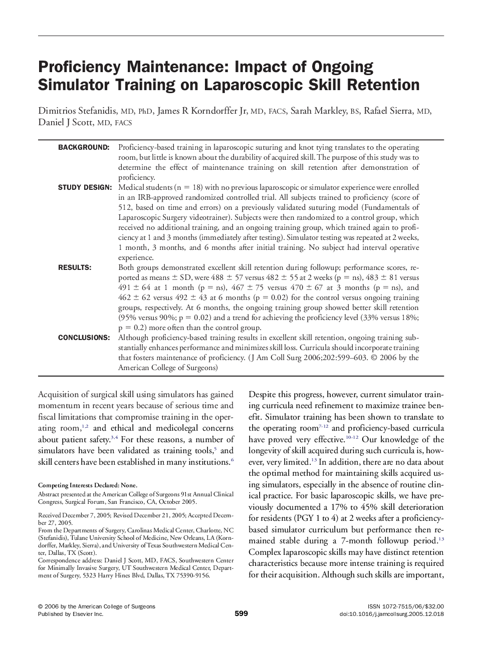 عکس صفحه اول مقاله: Proficiency Maintenance: Impact of Ongoing Simulator Training on Laparoscopic Skill Retention Proficiency Maintenance: Impact of Ongoing Simulator Training on Laparoscopic Skill Retention