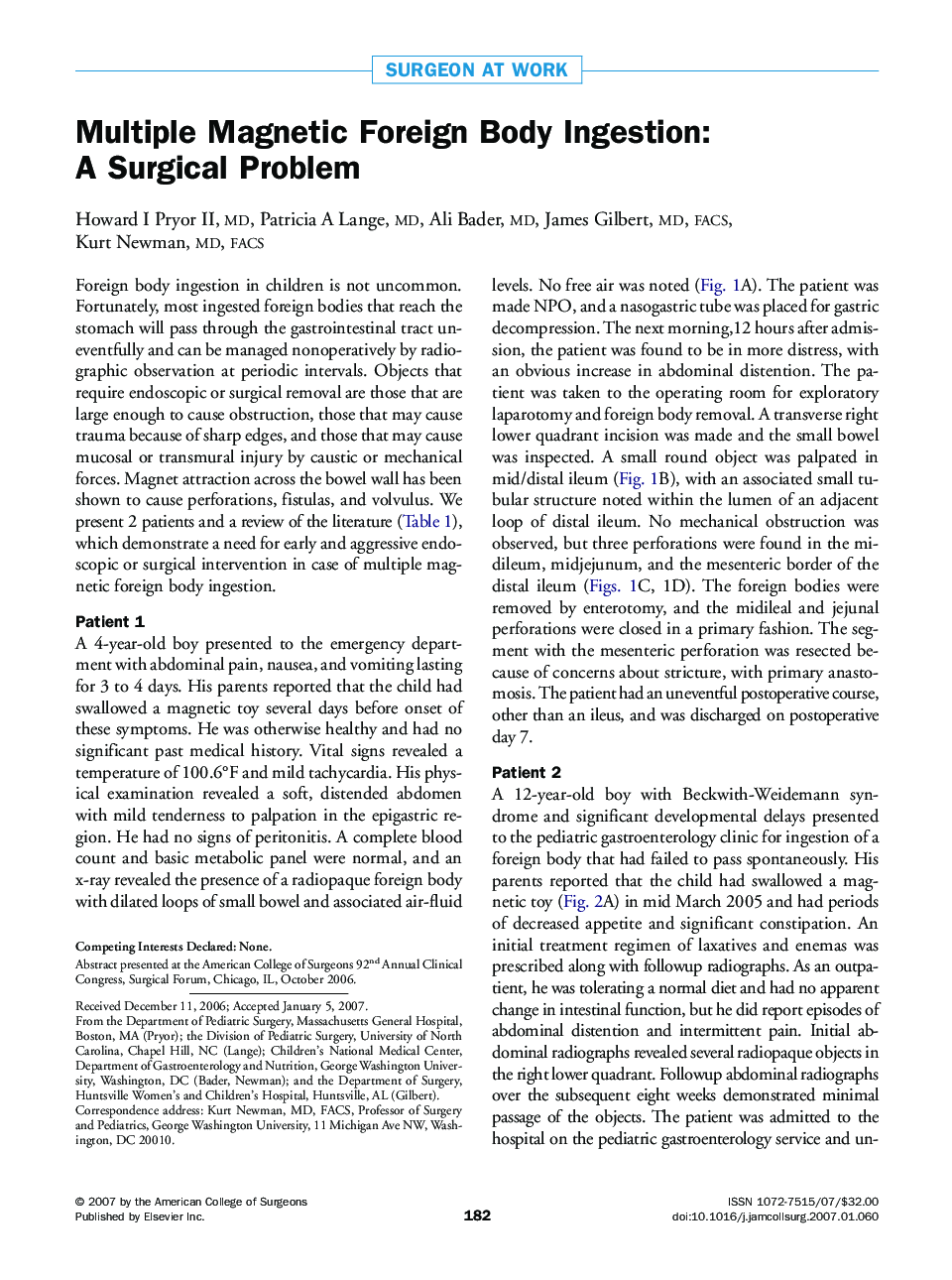 Multiple Magnetic Foreign Body Ingestion: A Surgical Problem