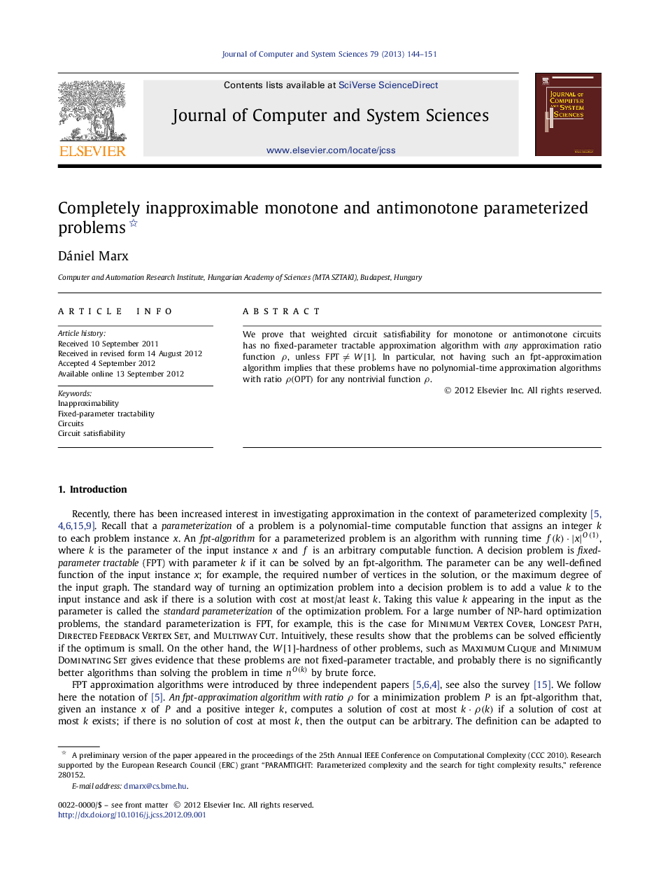 Completely inapproximable monotone and antimonotone parameterized problems 