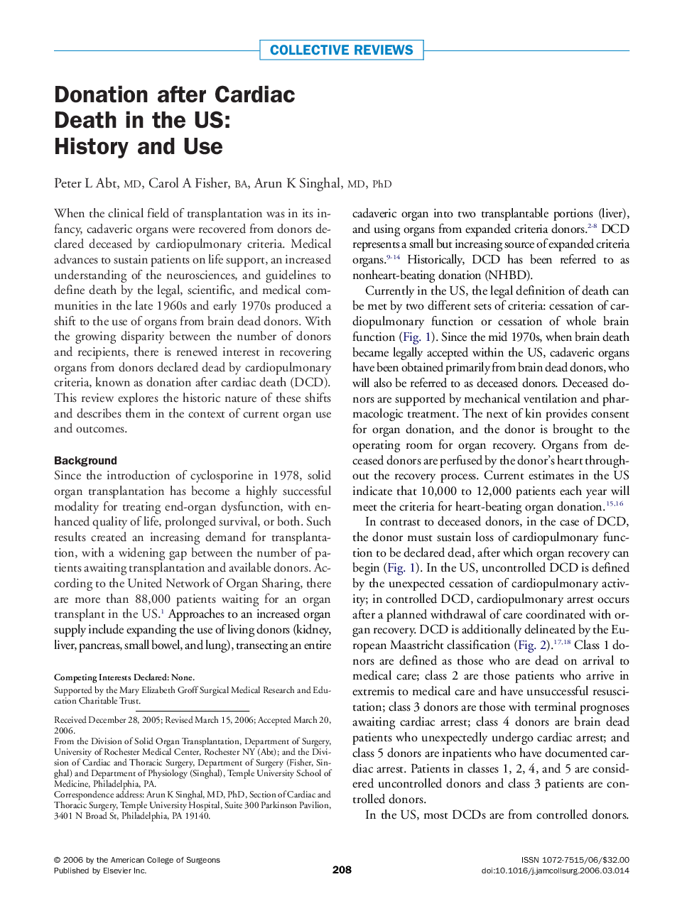 Donation after Cardiac Death in the US: History and Use