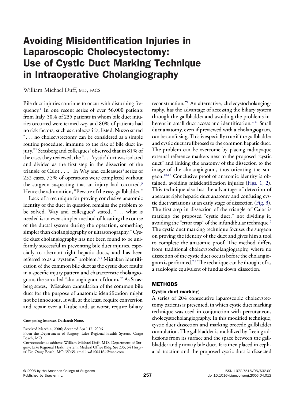 Avoiding Misidentification Injuries in Laparoscopic Cholecystectomy: Use of Cystic Duct Marking Technique in Intraoperative Cholangiography