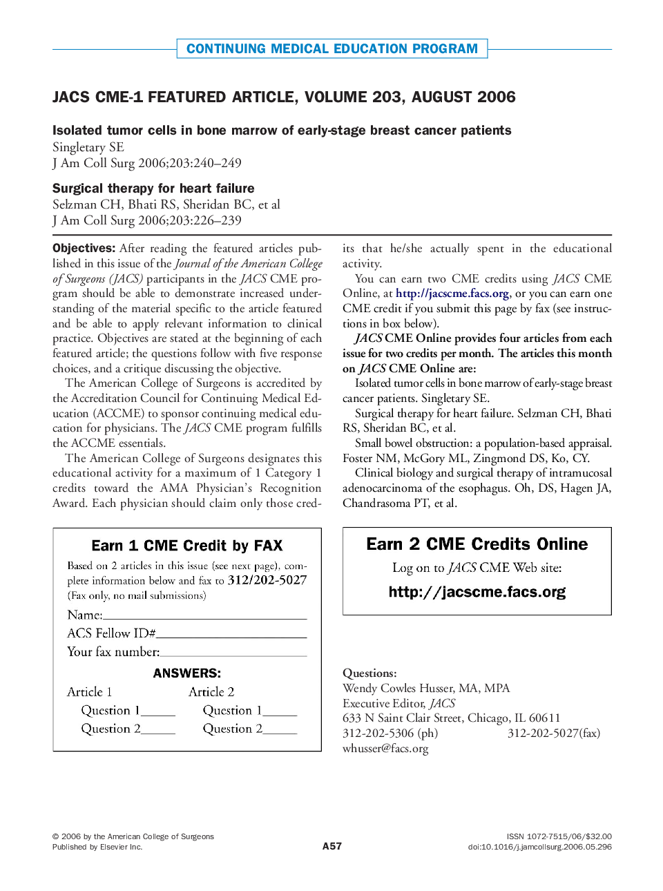 JACS CME-1 featured article, Volume 203, August 2006