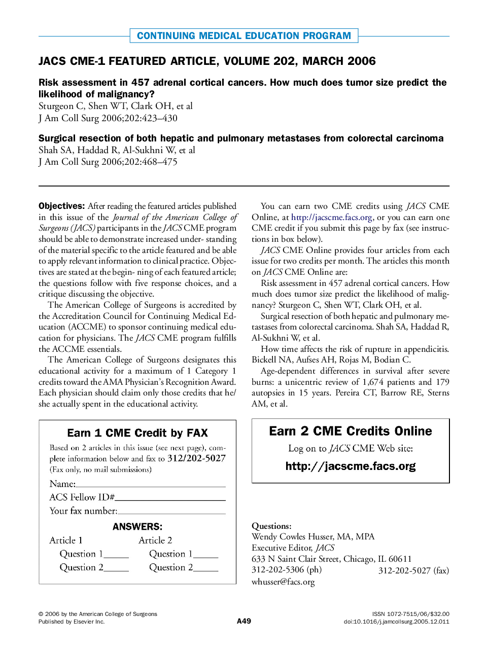 JACS CME-1 featured article, Volume 202, March 2006